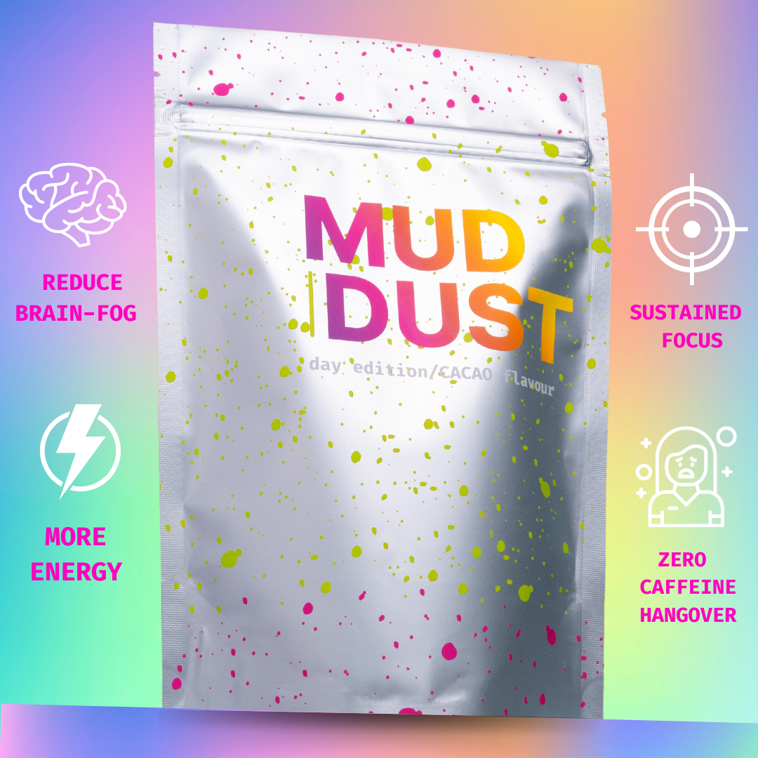 Mud Dust - 4 in 1 Mushroom, Adaptogen Blend. Lions Mane - Chaga - Cordyceps - Reishi, 30 Serving: Cacao Flavour